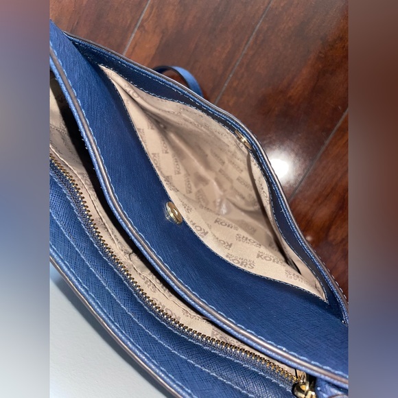 Authentic Michael Kors MK Jet Set Travel Purse Handbag Crossbody Bag - Navy blue - Picture 8 of 11